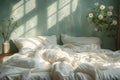Concept Morning Light, Unmade Bed, Sunlit Sunlit Serenity Warm Morning Light on an Unmade Bed