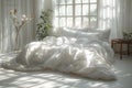 Sunlit Serenity: White Bedroom Oasis. Concept Home Decor, Bedroom Makeover, Interior Design,