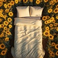 Sunlit Slumber: Aerial Oasis of Comfort in Sunflower Blanket