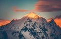 The sunlit snow covered mountain top. Antarctica. Royalty Free Stock Photo