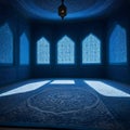 Islamic Architecture with Arched Windows and Detailed Artistry blue room