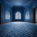 Islamic Architecture with Arched Windows and Detailed Artistry blue room