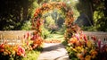 sunlit summer wedding flowers background Royalty Free Stock Photo