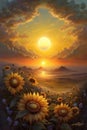 Sunlit Sunflower Field
