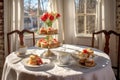 sunlit table with finished strawberry shortcakes