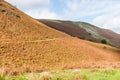 Sunlit view of the hillside on Catbells fell in Cumbria