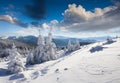 Sunne morning scene inwinter mountain. Royalty Free Stock Photo