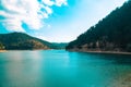 Sunnet Lake, Clean Water and blue sky, Mountain Forests at the far end, Bolu, Turkey Royalty Free Stock Photo