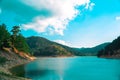 Sunnet Lake, clean water and blue sky, Mountain Forests at the far end, Bolu, Turkey Royalty Free Stock Photo
