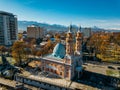 Sunnite Mukhtarov Mosque in Vladikavkaz, aerial view