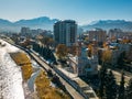 Sunnite Mukhtarov Mosque in Vladikavkaz, aerial view