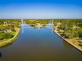 Sunny aerial view of The Keeper of the Plains