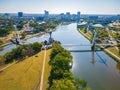 Sunny aerial view of The Keeper of the Plains