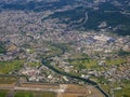 Sunny aerial view of the Military air base in Hsinchu City