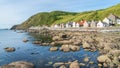 Sunny afternoon in Crovie, small village in Aberdeenshire, Scotland. Royalty Free Stock Photo