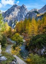 Sunny autumn alpine rocky mountains near Tappenkarsee lake, Kleinarl, Land Salzburg, Austria Royalty Free Stock Photo