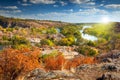 Sunny Autumn Day - Panoramic view of the river Royalty Free Stock Photo