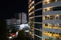 Sunny Beach, Bulgaria- June 2023: Night view of the Smartline Meridian Hotel from the balcony of Dunav hotel in Sunny Beach,