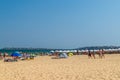 SUNNY BEACH, BULGARIA - 2 SEP 2018: People going to the beach in Sunny Beach, a resort on Bulgaria s Black Sea coast known for its