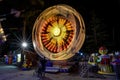 SUNNY BEACH, BULGARIA - September 10, 2017: Attraction in the park. Carousel in motion at night. A long exposure photo