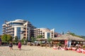 SUNNY BEACH, BULGARIA - September 8, 2017:Resort Sunny Beach Bulgaria view of the beach in summer. View of Hotel Festa M