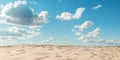 Sunny beach with clear blue sky and fluffy white clouds Royalty Free Stock Photo