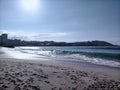 Sunny beach day in the Atlantic ocean, La Coruna, Galicia, Spain