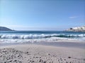 Sunny beach day in the Atlantic ocean, La Coruna, Galicia, Spain