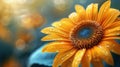 Sunny Bloom: A Close-up Shot of a Vibrant Sunflower in Full Bloom Royalty Free Stock Photo