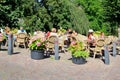 Sunny cafe terrace people, Naarden, Netherlands