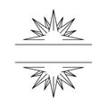 Sunny celestial monogram outline logo. Space for text. Boho emblem. Bohemian sign. Isolated vector stock illustration