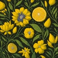 Sunny Citrus Blossoms. canvas with sunny citrus hues