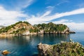 The sunny city with beautiful view on mountain,landscape, Sicily, Italy.