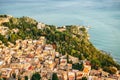 Sunny city with mountain landscape, Sicily, Italy