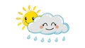 Sunny Cloud with Raindrops Vector. Cute Weather Icon Design Element, vector design Generative AI Royalty Free Stock Photo