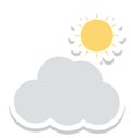 Sunny Cloud, Weather Color Isolated Vector Icon Royalty Free Stock Photo