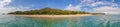 Sunny costa dorada panorama. Beautiful sea bay under clear blue sky. Spain Royalty Free Stock Photo