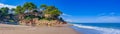 Sunny costa dorada panorama. Beautiful sea bay under clear blue sky. Spain Royalty Free Stock Photo