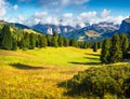 Sunny countryside scene in the Gardena valley Royalty Free Stock Photo