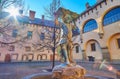 The bronze statue of miner in Italian Court, Kutna Hora, Czech Republic Royalty Free Stock Photo