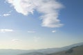 Sunny day  blue sky and white clouds in Tuscany wild hills Royalty Free Stock Photo