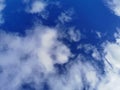 Sunny day, bright blue sky with various forms of clouds background for design, decoration or wallpaper