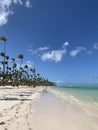 BEAUTIFUL DAY IN THE BEACH WITH CRYSTAL CLEAR WATER IN PUNTA CANA, FEBRUARY 2021 Royalty Free Stock Photo