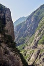 Sunny day in canyon Moraca, Montenegro. River and deep canyon. Nature scenery