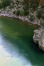 Sunny day in canyon Moraca, Montenegro. River and deep canyon. Nature scenery