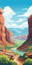 Sunny Day Canyon: A Stunning Vector Illustration Of A Majestic Landscape