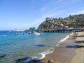 Sunny Day at Catalina Island, California with Beach and Pier View Royalty Free Stock Photo