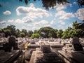 View of the a cementery in Havana with cuban flag
