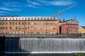 Sunny day in the historic industrial landscape in Norrkoping, Sweden Royalty Free Stock Photo