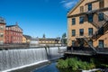 Sunny day in the historic industrial landscape in Norrkoping, Sweden Royalty Free Stock Photo